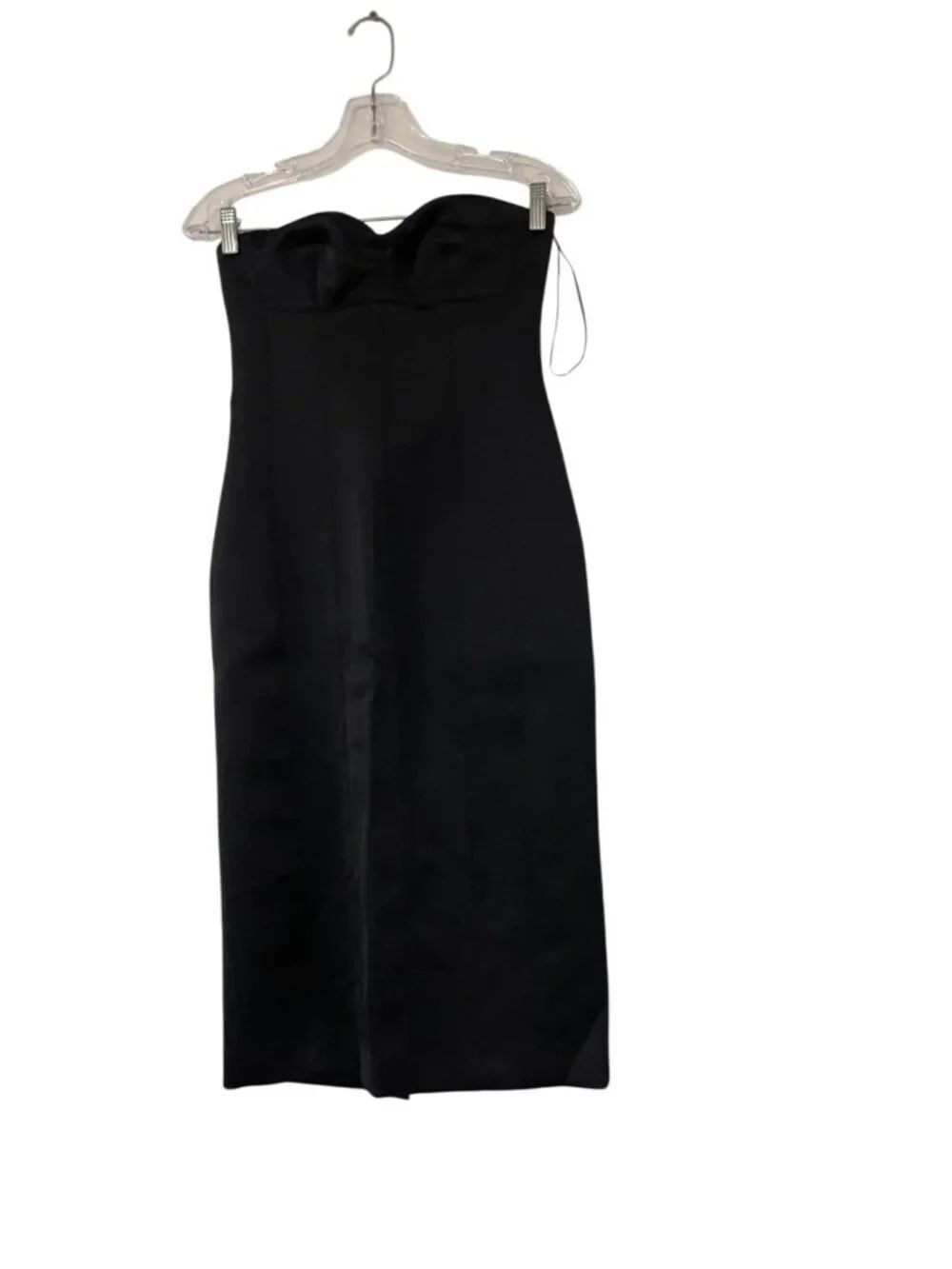Zara Womens Sheath Dress S Black strapless Satin Stretch Cocktail 9479/079 NWT